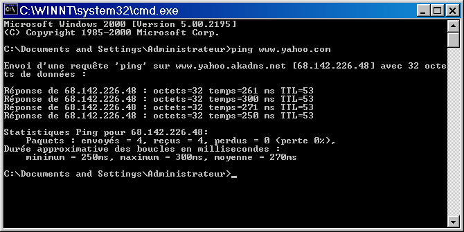 Ping yahoo screenshot