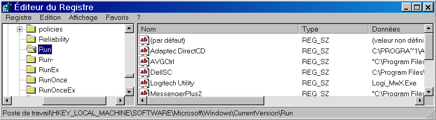 Run key screenshot